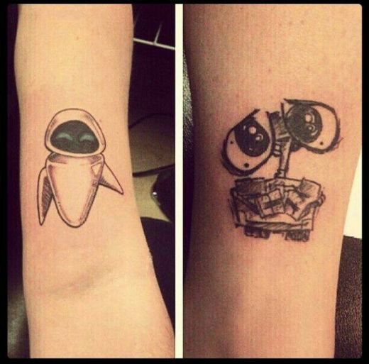 Tatuagem de casal de Wall-E  e Eva ♡♡♡