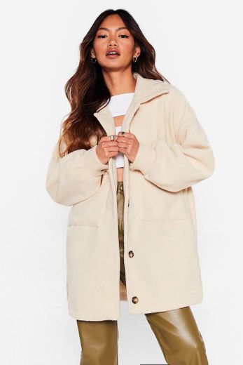 Time Faux Wool Tell Oversized Shirt Jacket