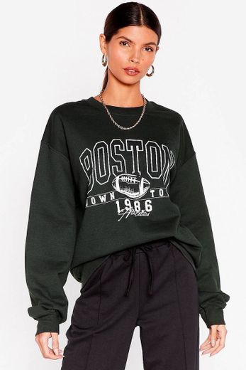 Boston to a Winner Oversized Graphic Sweatshirt
