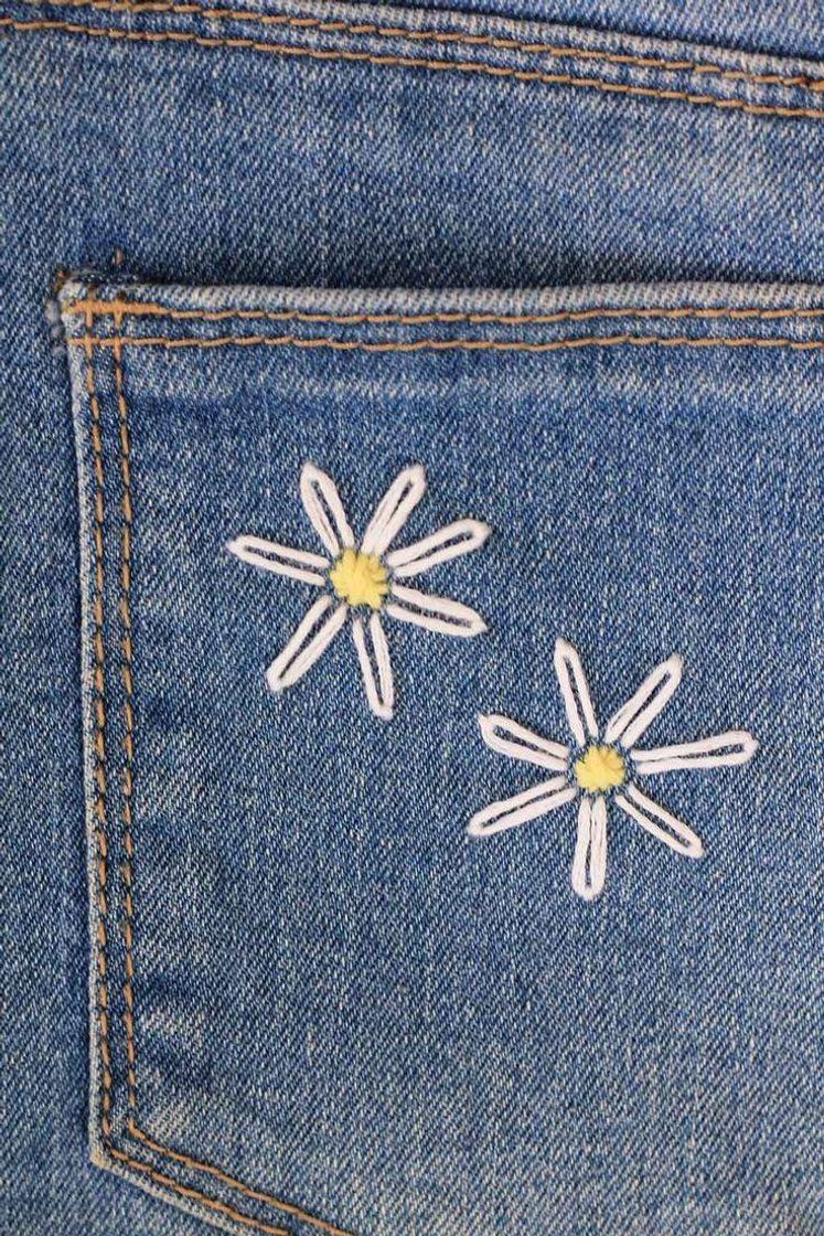 Moda Flor bordada Jeans