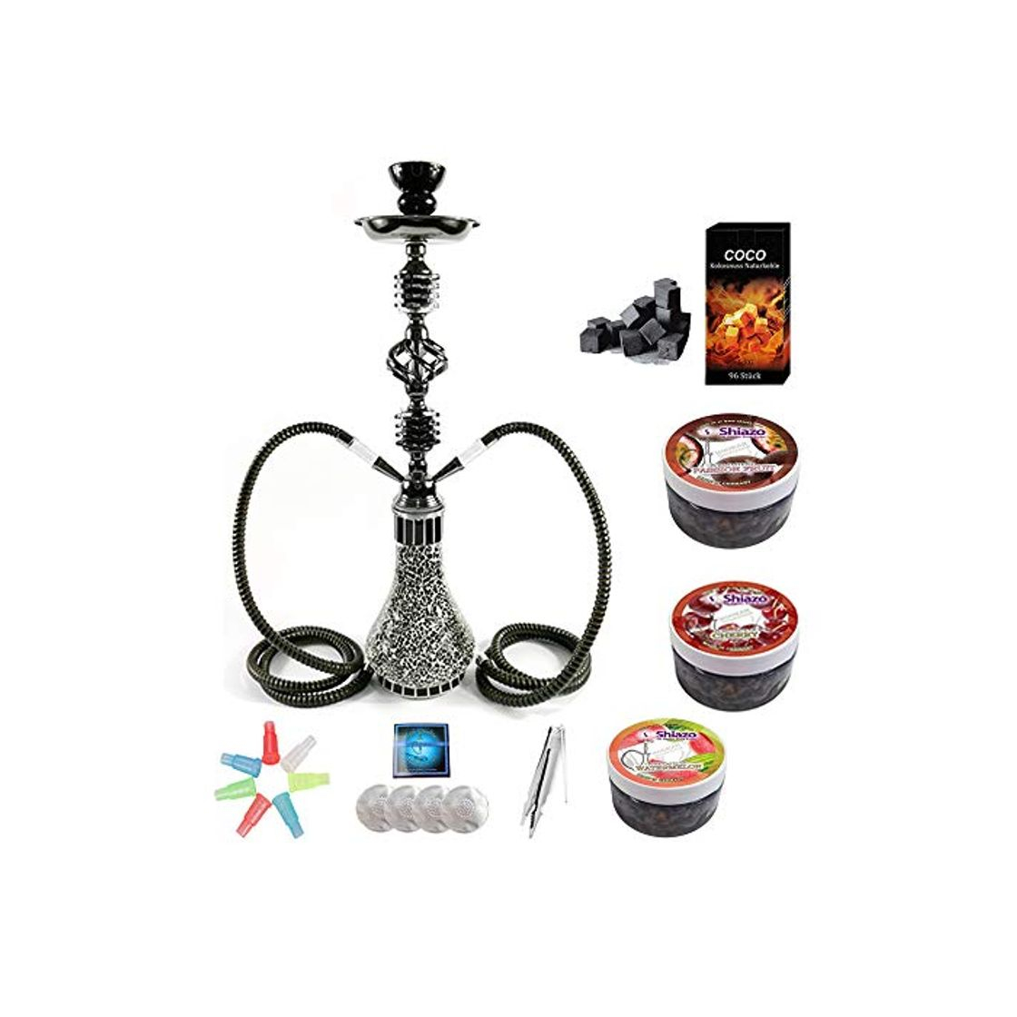 Home DXP Shisha 55 cm 2 Manguera Hookah Cachimba Narguile agua tubo vidrio