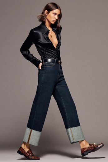 ZW THE FOLDED UP WIDE LEG JEANS - Blue