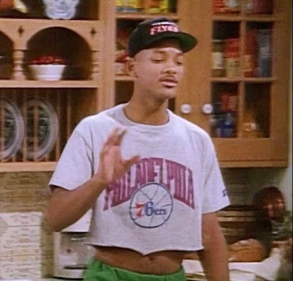 Moda Will Smith usando camisa cropped década de 90