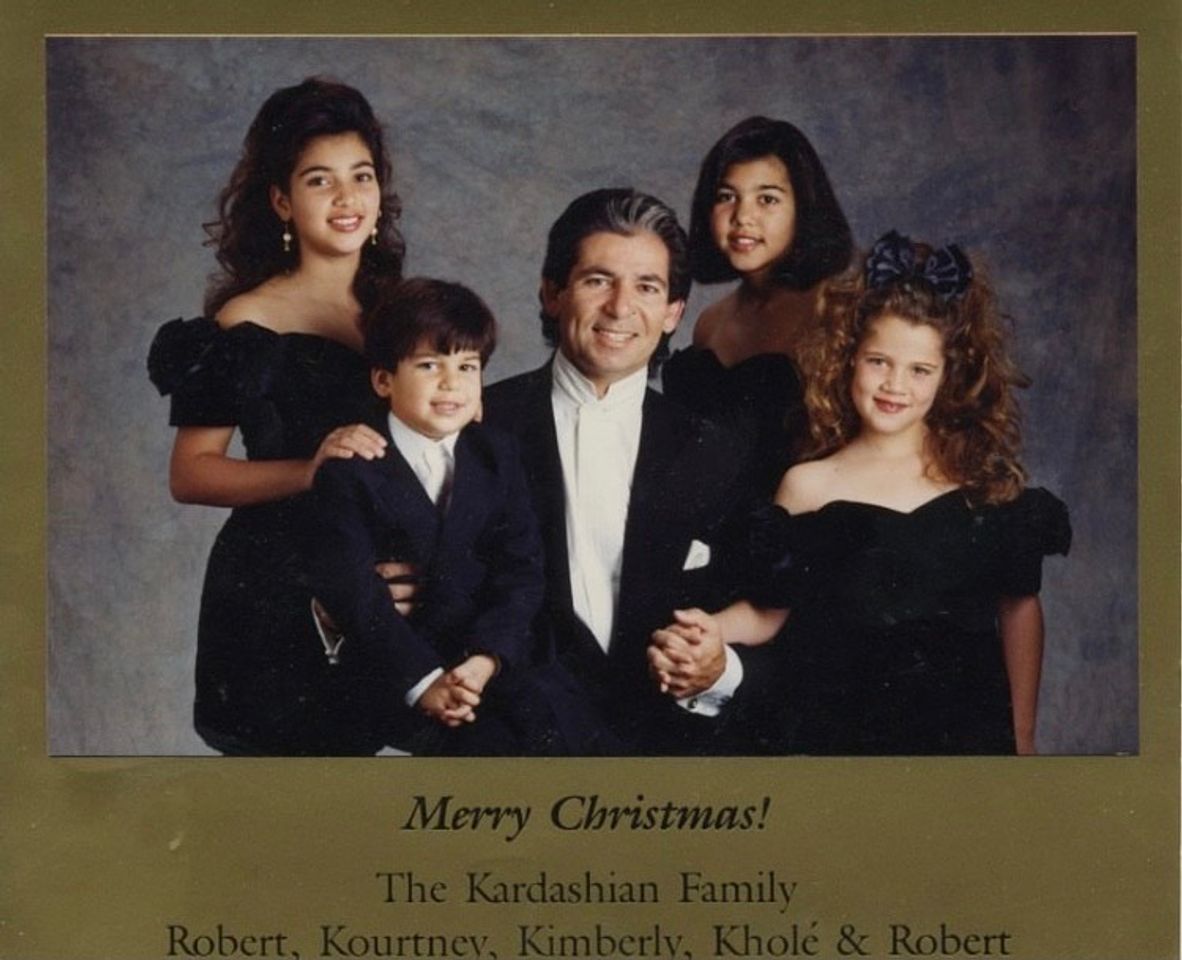 Moda Cartão de natal da família Kardashian do início dos anos 90 