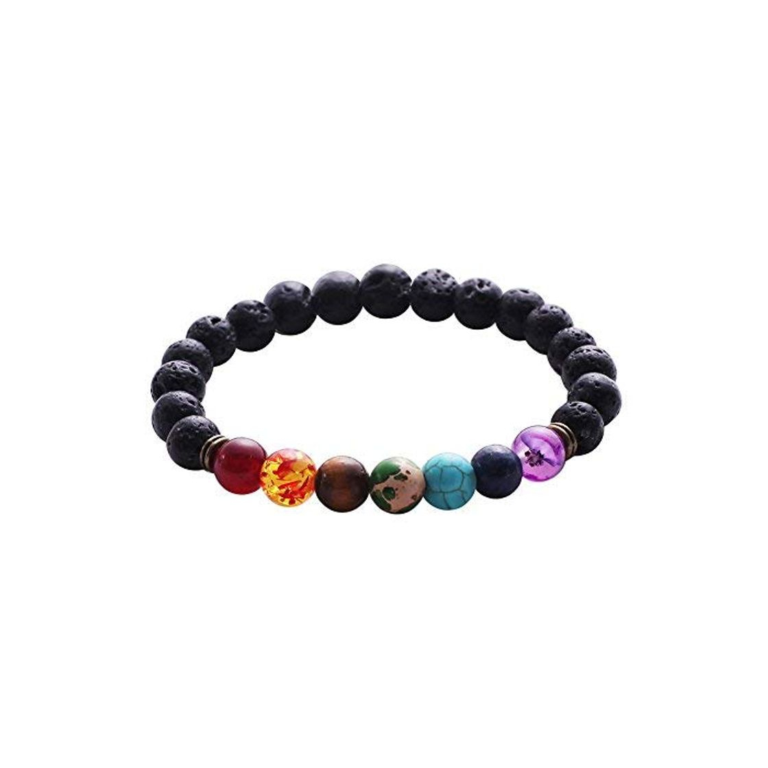 Moda Sonew Pulseras de Piedras de Lava brazaletes Beaded Bracelet 7 Chakras Elastic Rope Natural Stone Yoga Beads brazaletes Brazalete para Hombres Mujeres