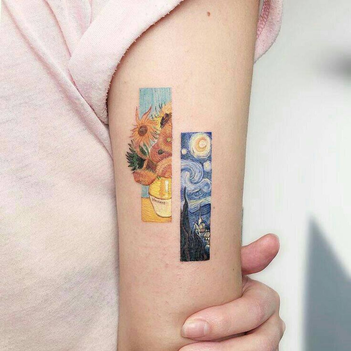 Fashion tatuagem inspirada nas pinturas de Vincent Van Gogh.