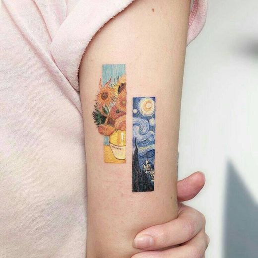 tatuagem inspirada nas pinturas de Vincent Van Gogh.