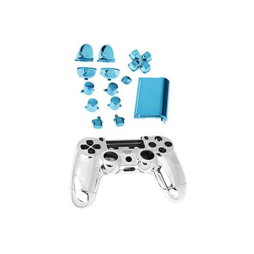 Funda Protectora Caso Carcasa Kit de Accesorios Botones Reemplazo para Sony PS4 Controlador Azul