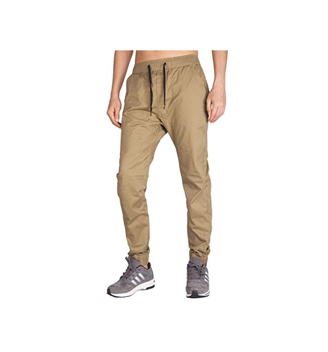 Moda ITALY MORN Joggers Caqui Pantalones Trekking Hombre Skinny Fit L Caqui