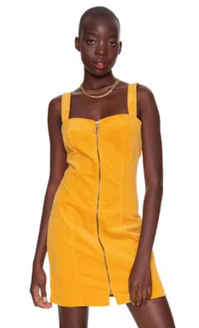 Fashion Vestido Curto Sem Manga amarelo 