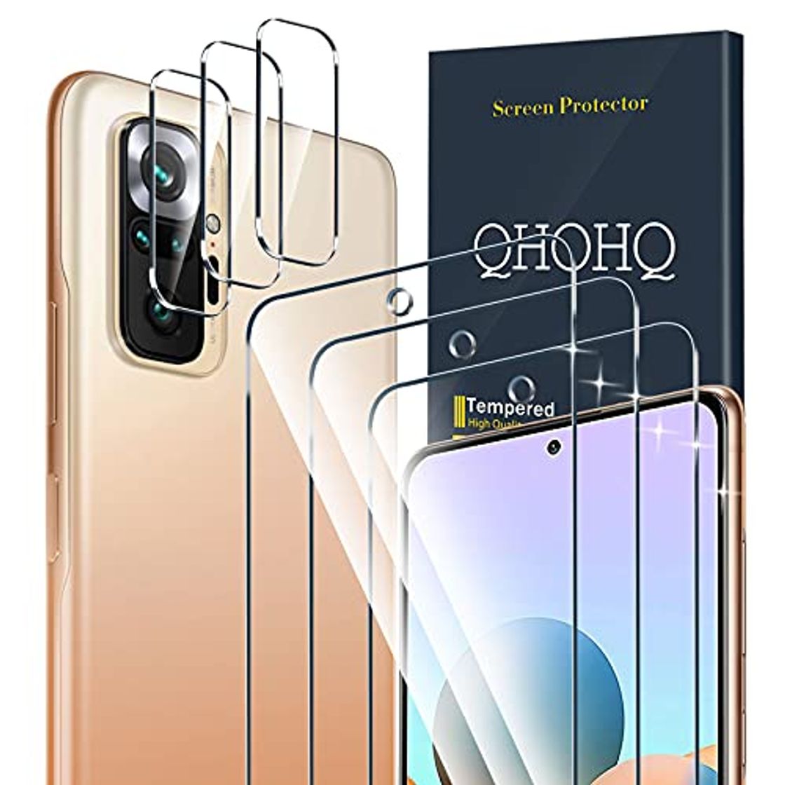 Electrónica QHOHQ 3 Piezas Protector de Pantalla para Xiaomi Redmi Note 10 Pro