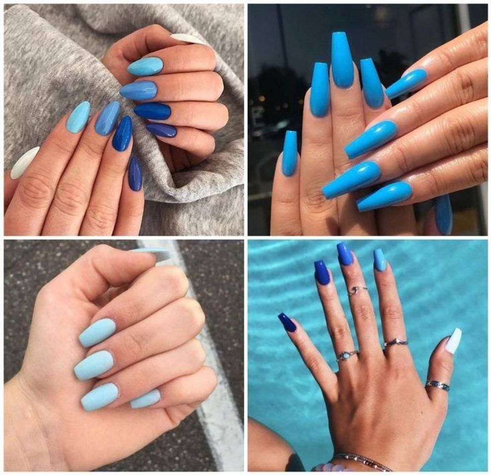 Moda unhas azuis 💙