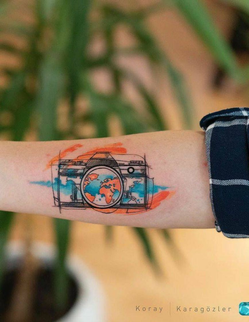 explosão de cores, câmera fotografia tattoo