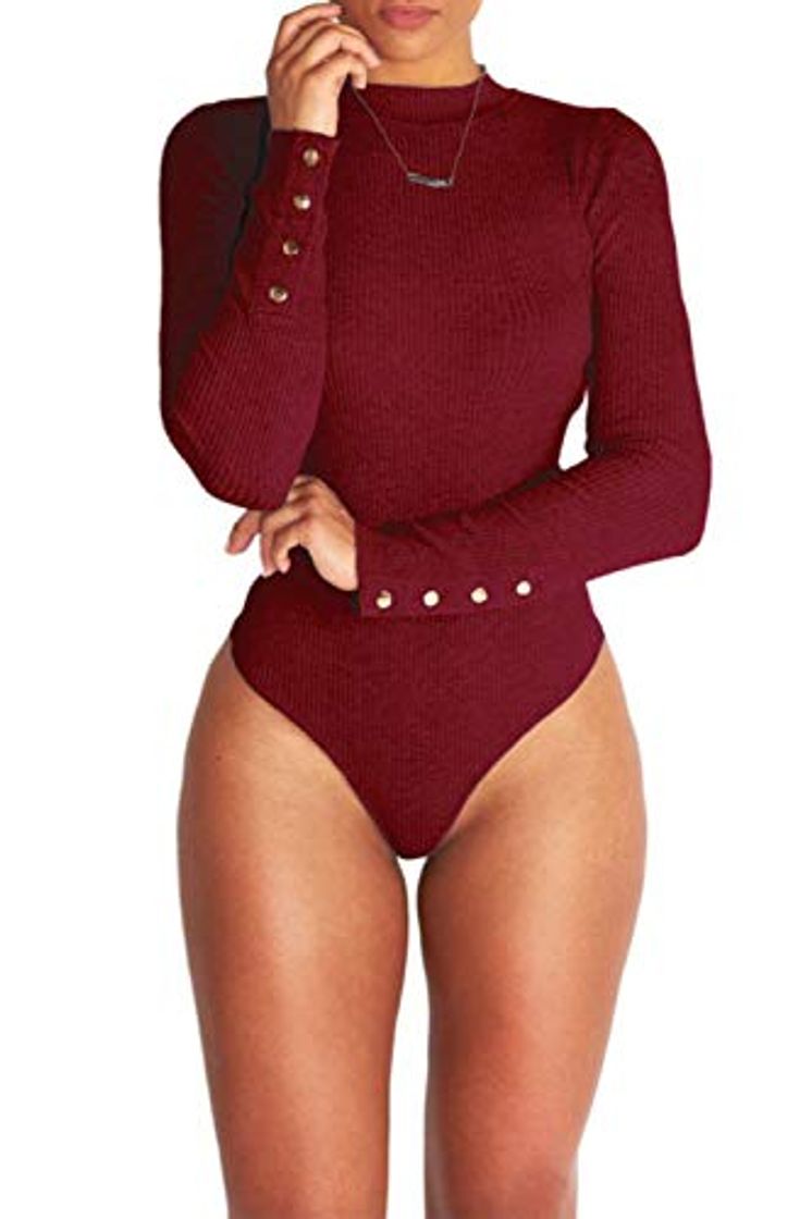 Social Mujer Body elástico Monos De Manga Larga Ajustados De Otoño Invierno Bodycon