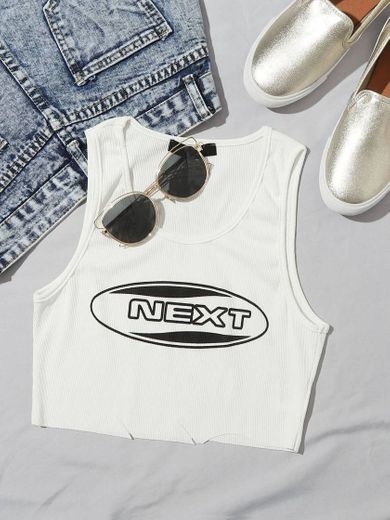 Palm Tree & Letter Graphic Crop Tee