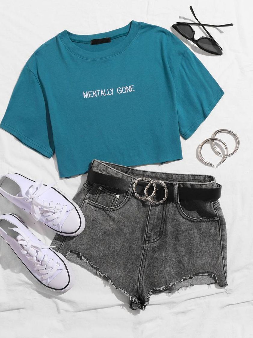 Moda Cropped "mentally gone" 