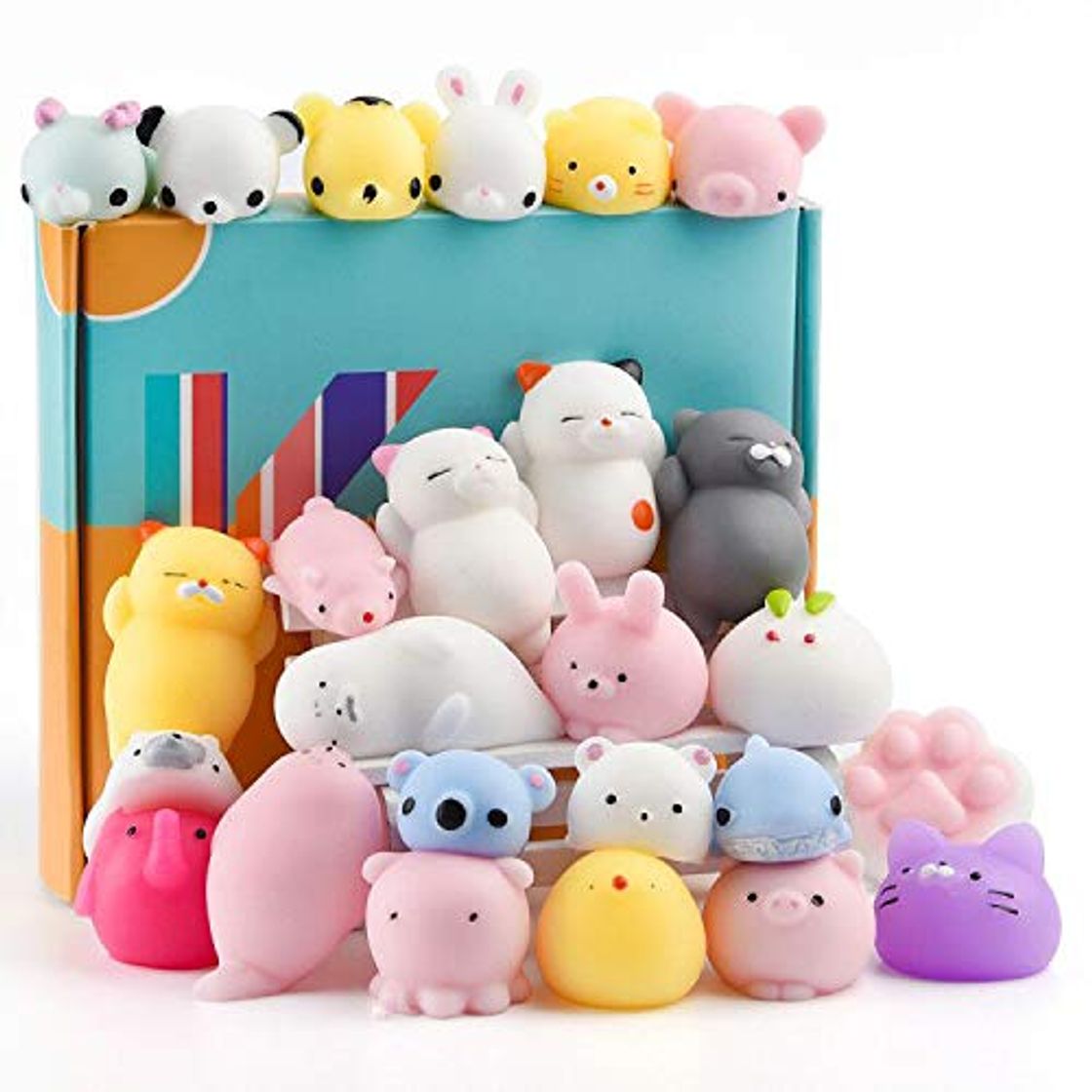 Producto KUUQA 25 Unids Mochi Squishy Juguetes Kawaii Squishies Animales Panda Cat Paw Lindo Mini Apretón Squeeze Bolas de Estrés Relleno Juguetes Fiesta de Cumpleaños Regalos Regalos para Niños Adultos