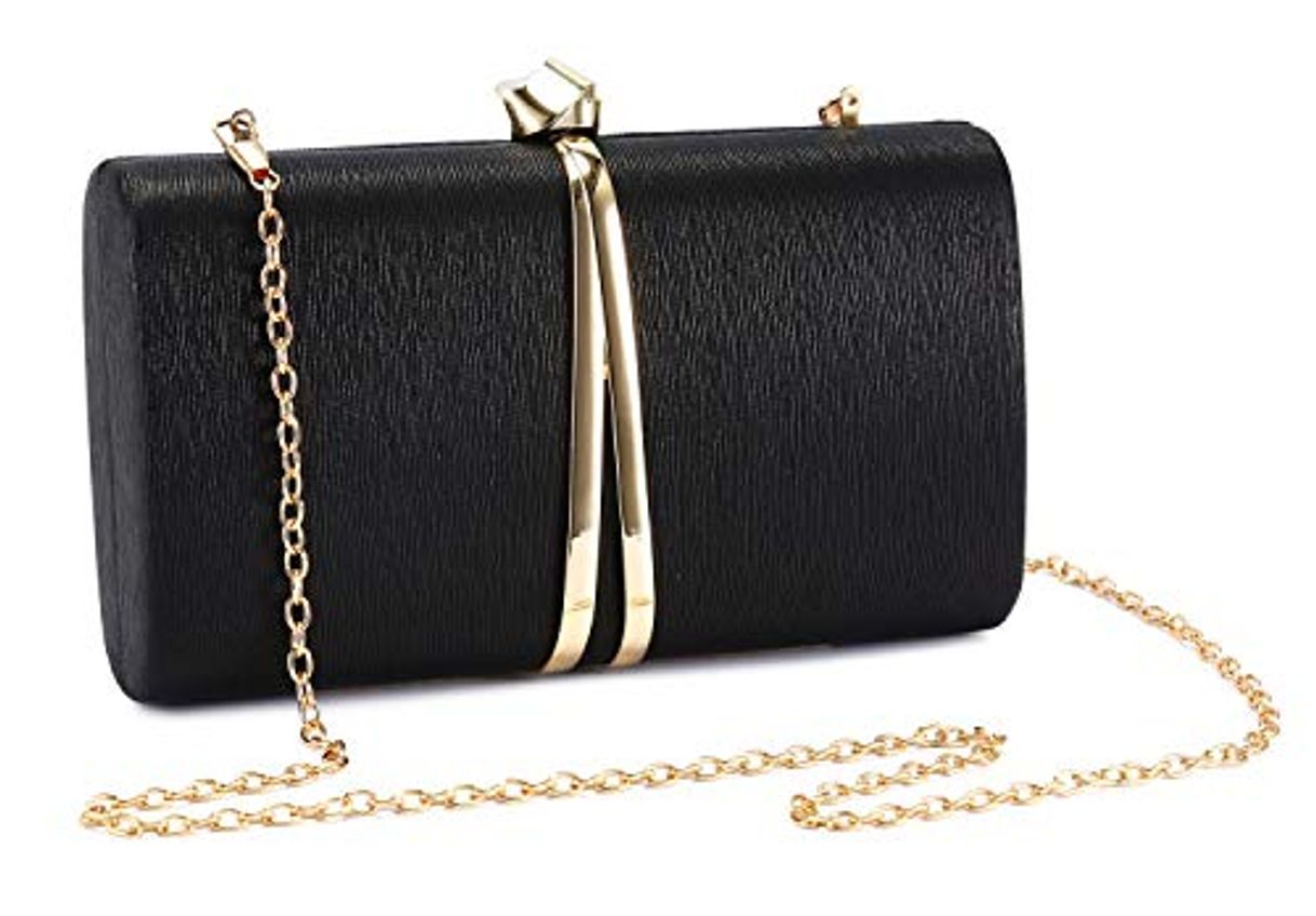 Fashion UBORSE Bolso Noche Negro Clutch Mujer Fiesta Cartera de Mano Bandolera con Cadena para Ceremonia Boda Novia