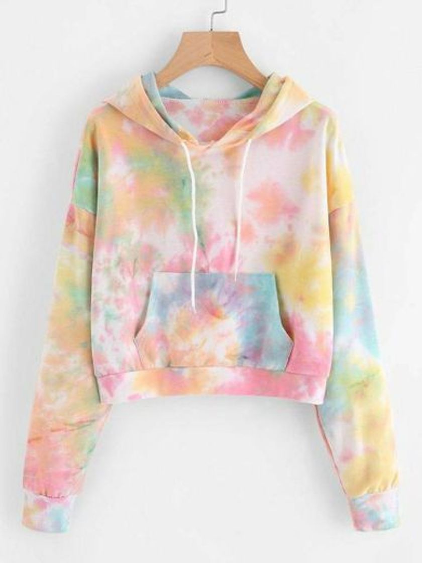 Fashion Multicolor Water Color Design Kangaroo Pocket Hoodie