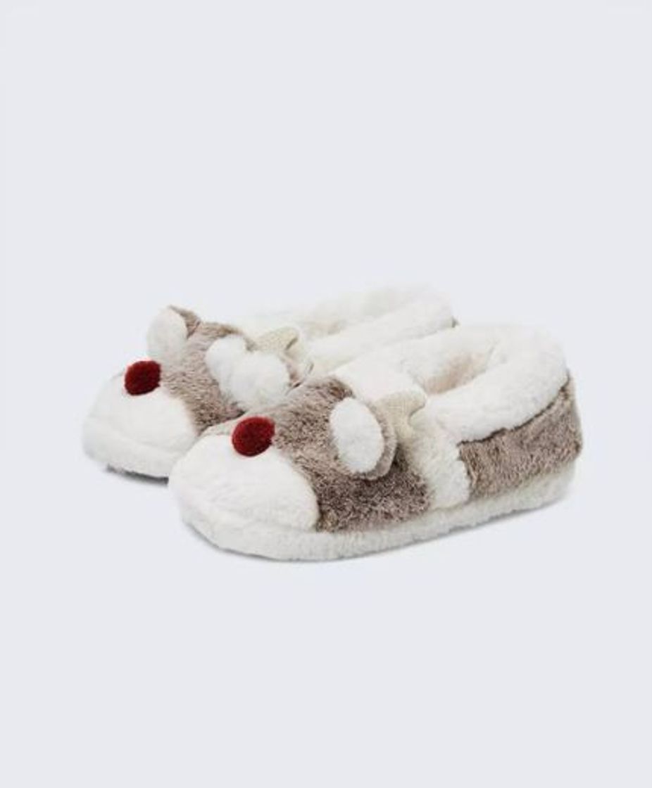 Fashion Pantufas fechadas com rena