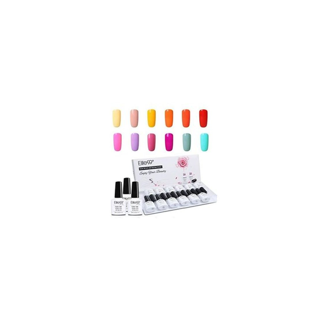 Belleza Elite99 Esmalte Semipermanente UV LED 12pcs Kit Uñas de Gel Pintauñas Esmalte