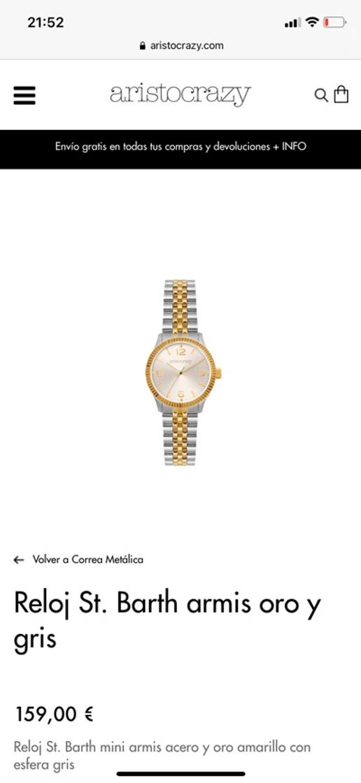 Moda Reloj St. Barth armis oro y gris