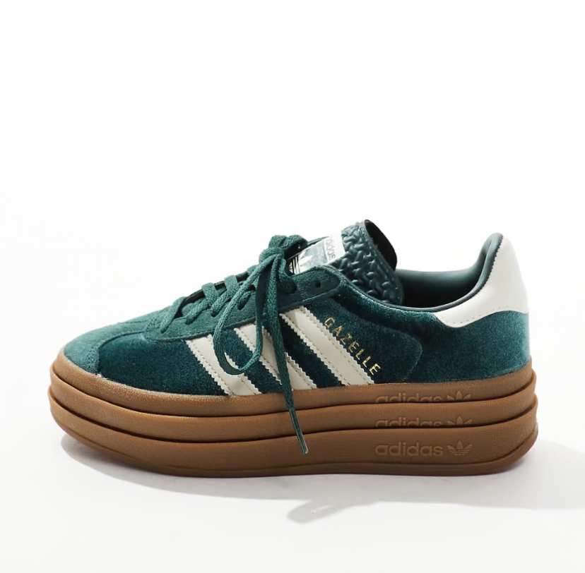 Moda Adidas gazelle bold green velvet