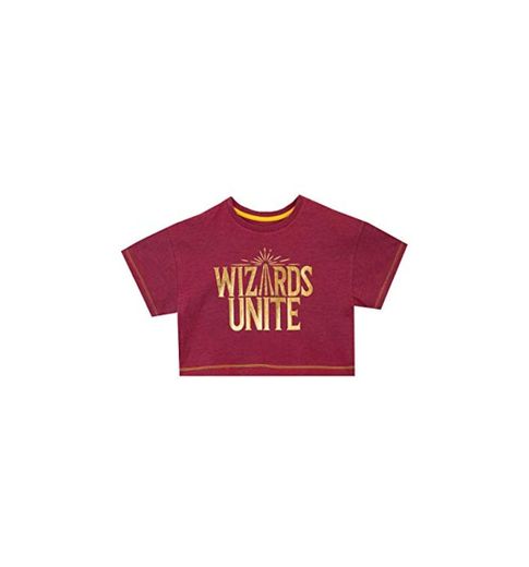 HARRY POTTER Camiseta de Crop de Manga Corta para Niñas Wizards Unite