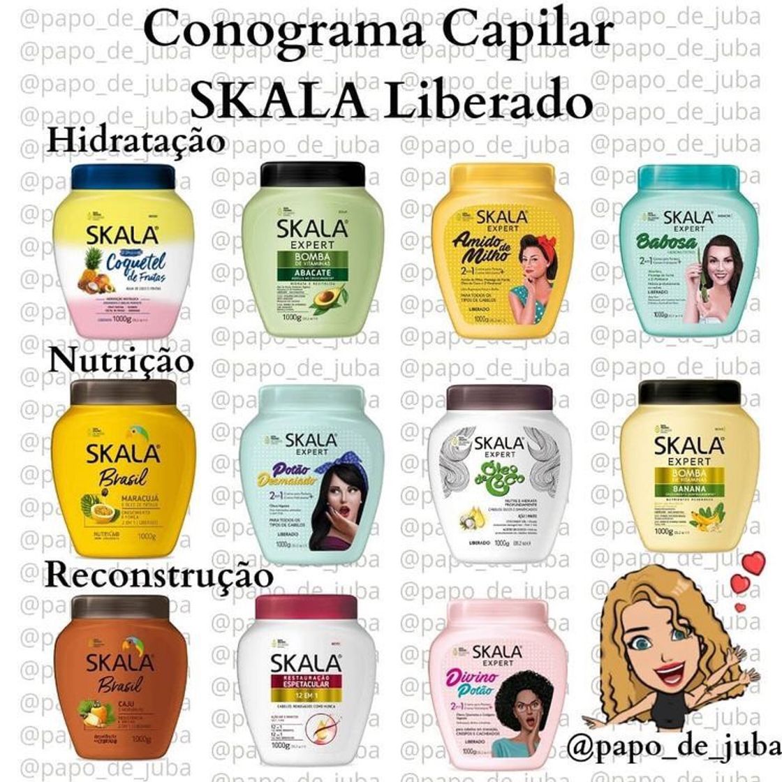 Moda Cronograma com produtos skala 