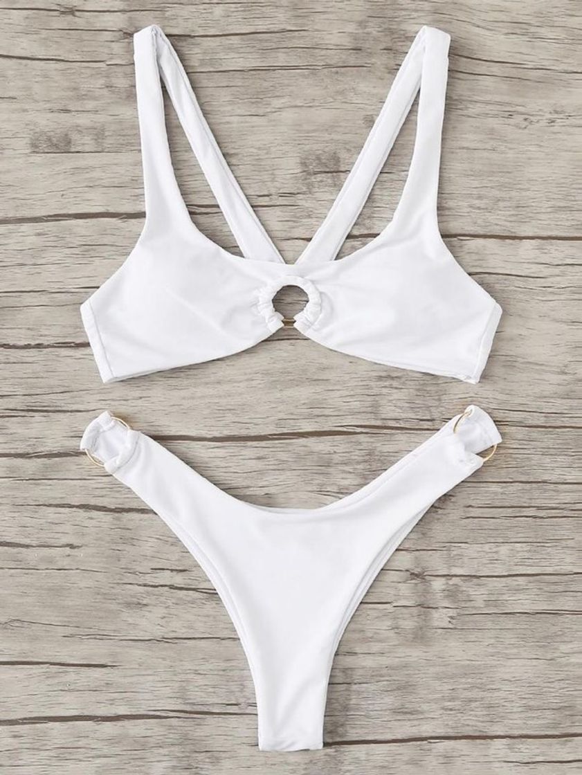 Moda white bikini