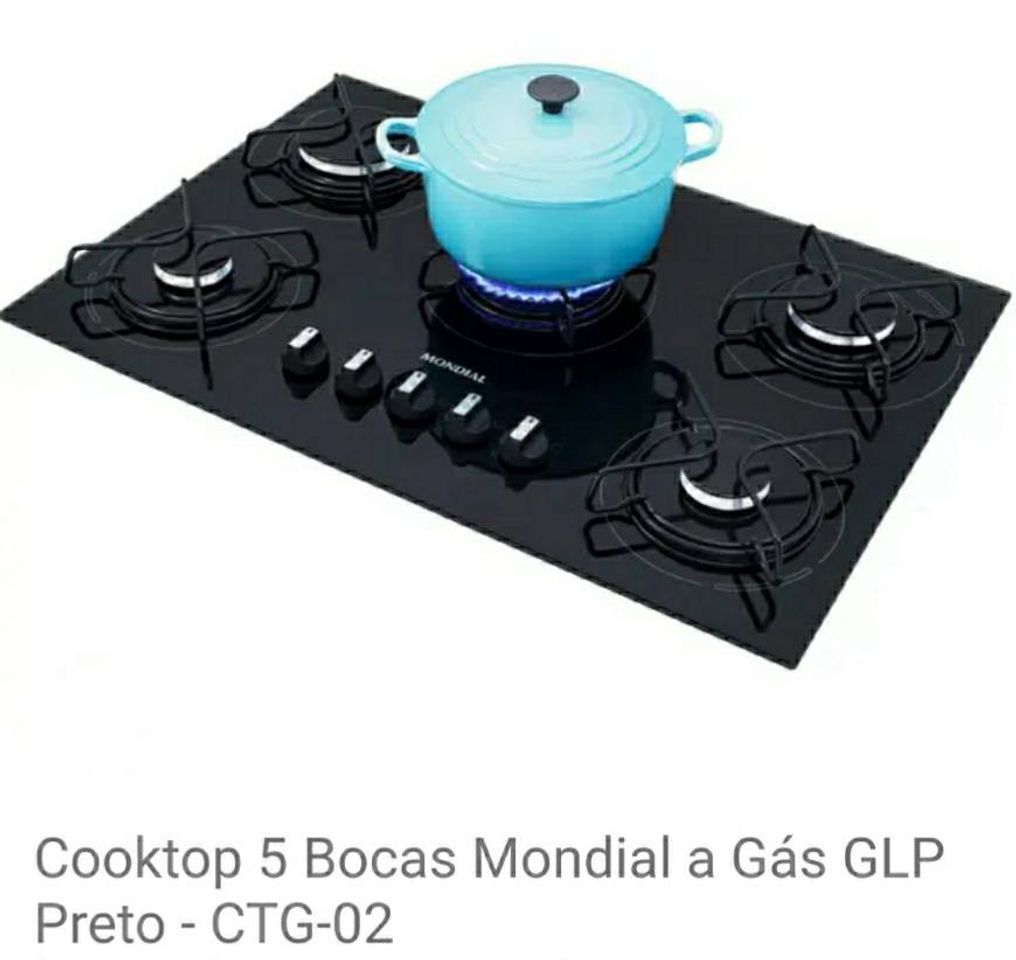 Fashion Cooktop  5 bocas Mondial a Gás GLP  cor: Preta