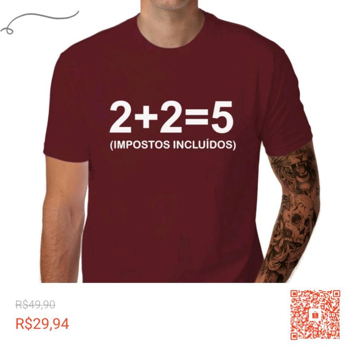 Moda Confira Camiseta Personalizada Manga Curta Engraçada 2 + 2 =