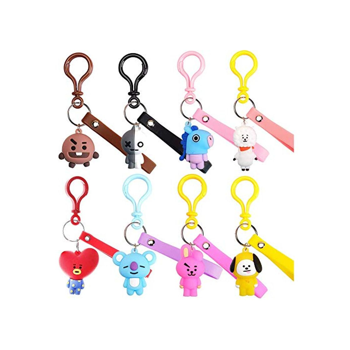 Products 15 Piezas BTS Animal Llaveros Colgante linda caricatura BTS Doll Car Key Ring Colgante Pop Llaveros CHIMMY Cooky KOYA MANG RJ SHOOKY Relleno Bolsa Llavero para Niños y Adultos Bolso de Mano Accesorios