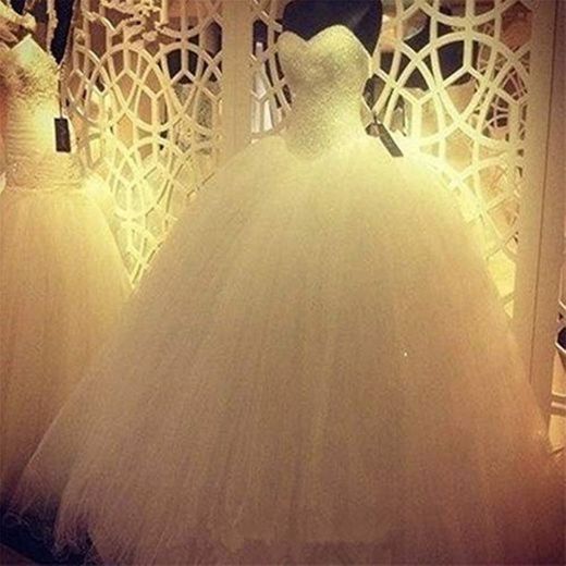 NO BRAND Vestido de novia de la princesa de Bling Bling Cristales