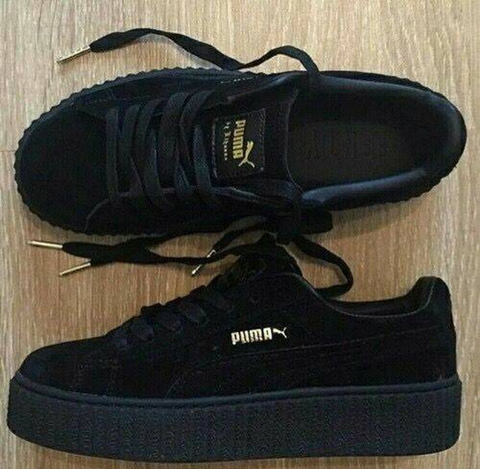 Moda Puma preto de camurça plataforma