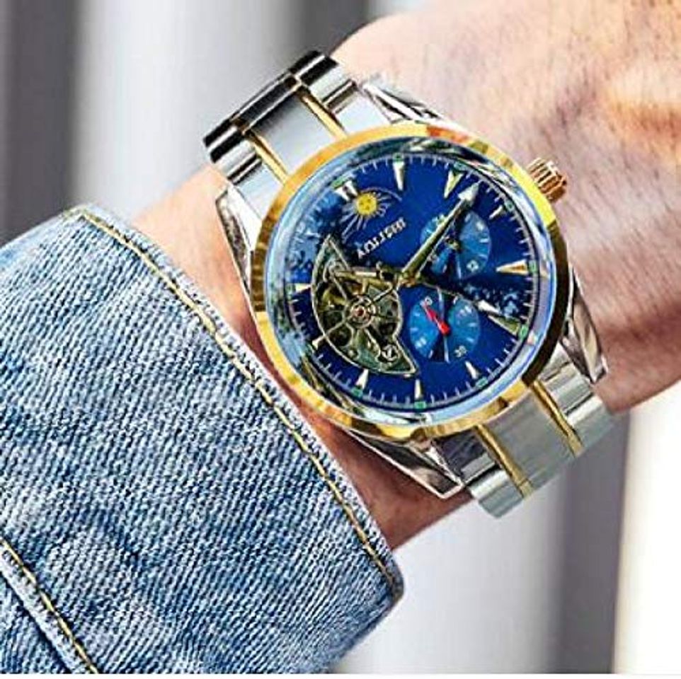 Fashion Relojes Hombre Reloj Mecánico Marcas Reloj De Movimiento Temporizado De Moda Reloj De Pulsera De Cuero Reloj De Acero Inoxidable Relogio @ 4