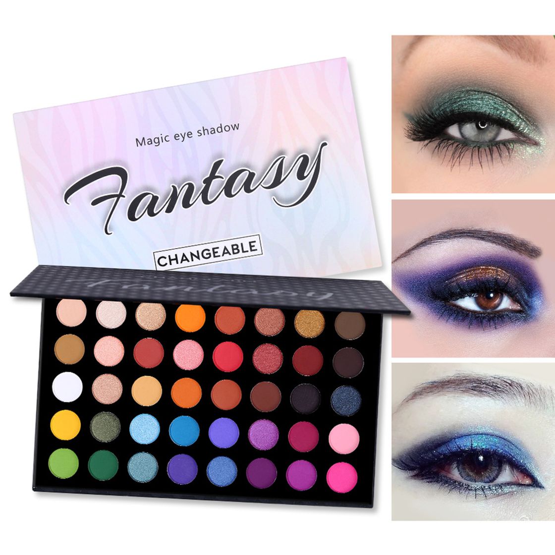 Social 40 Paleta de sombras de ojos de colores brillantes Mezcla de brillo y brillo Sombra de ojos Brillo Metálico Impermeable Polvo liso Paletas de maquillaje de ojos de artista brillante natural