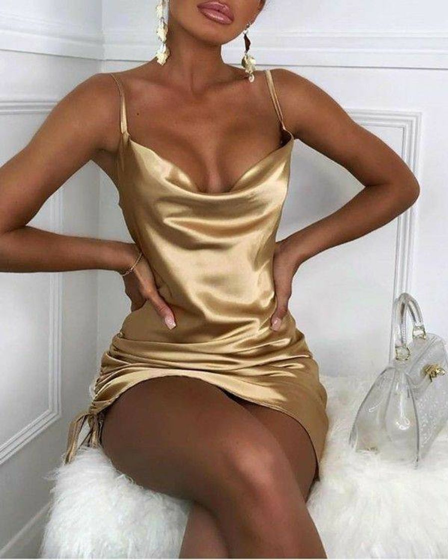 Fashion Vestido dourado 