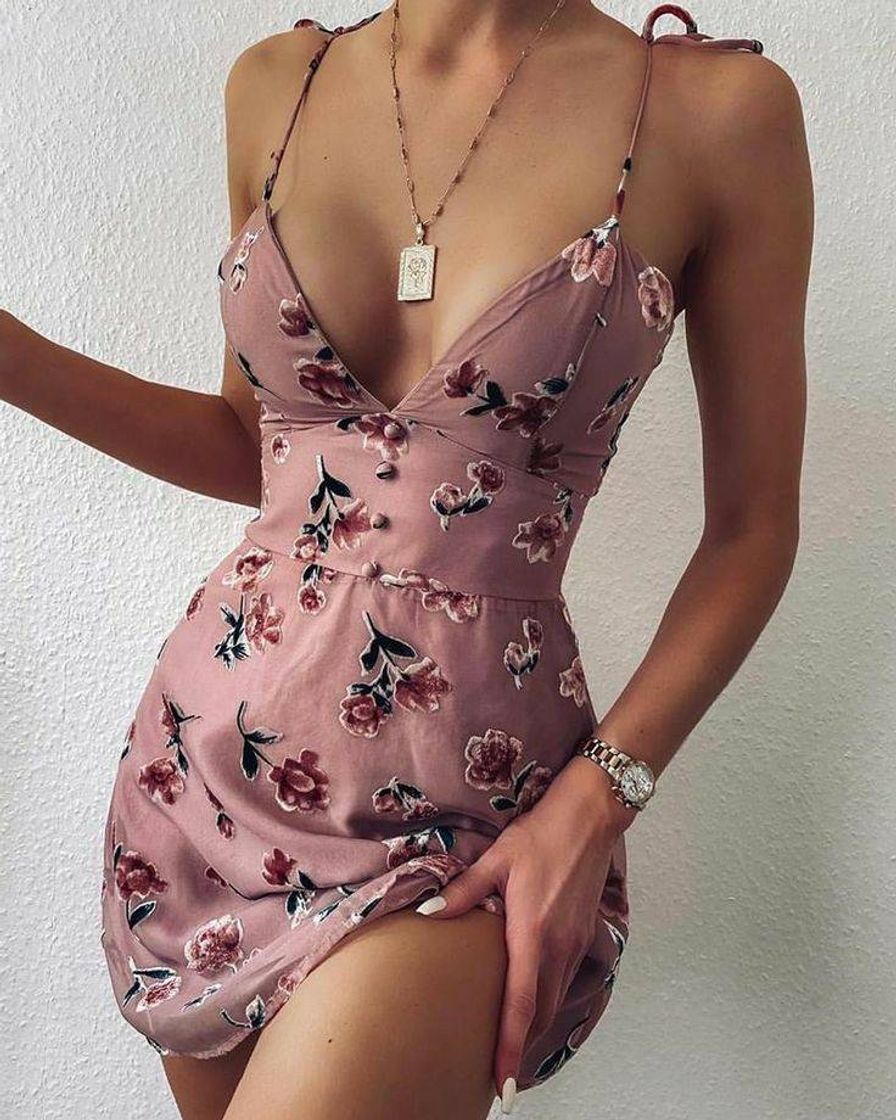 Moda Vestido de alcinha rose florido