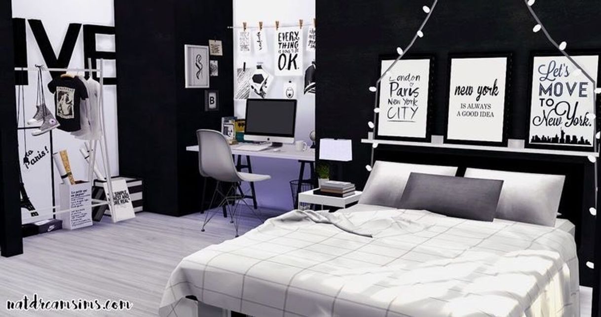 Quarto Decorado Branco e Preto TS4