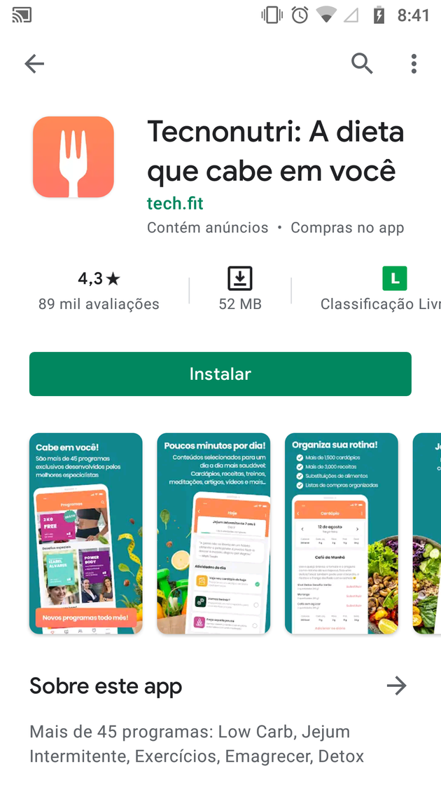 App Tecnonutri: Aplicativo de dieta