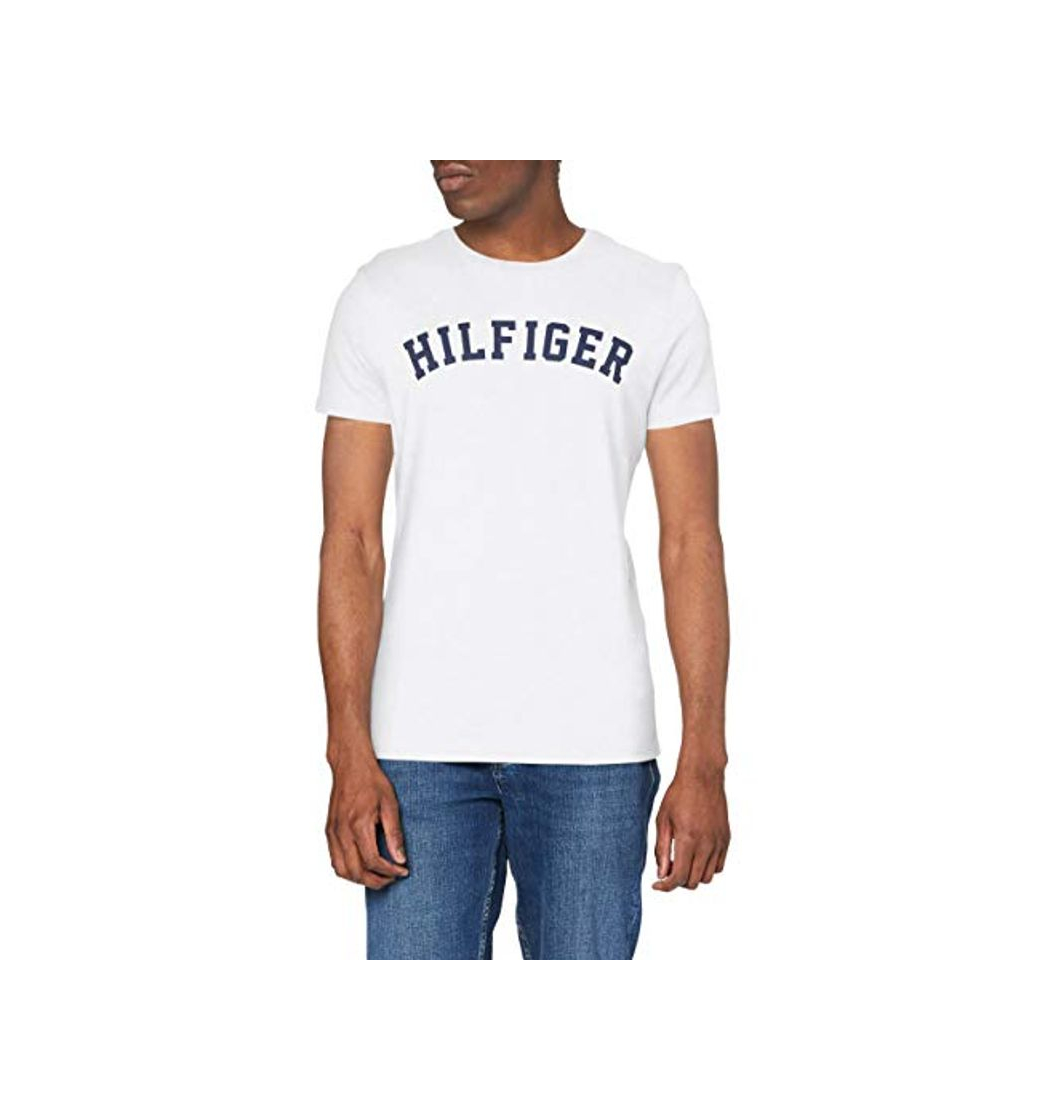 Fashion Tommy Hilfiger Logo Camiseta de Cuello Redondo,Perfecta para El Tiempo Libre, Blanco