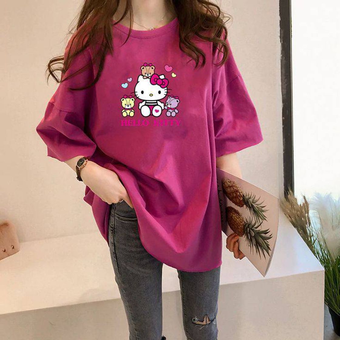 Moda Hello kitty pink t