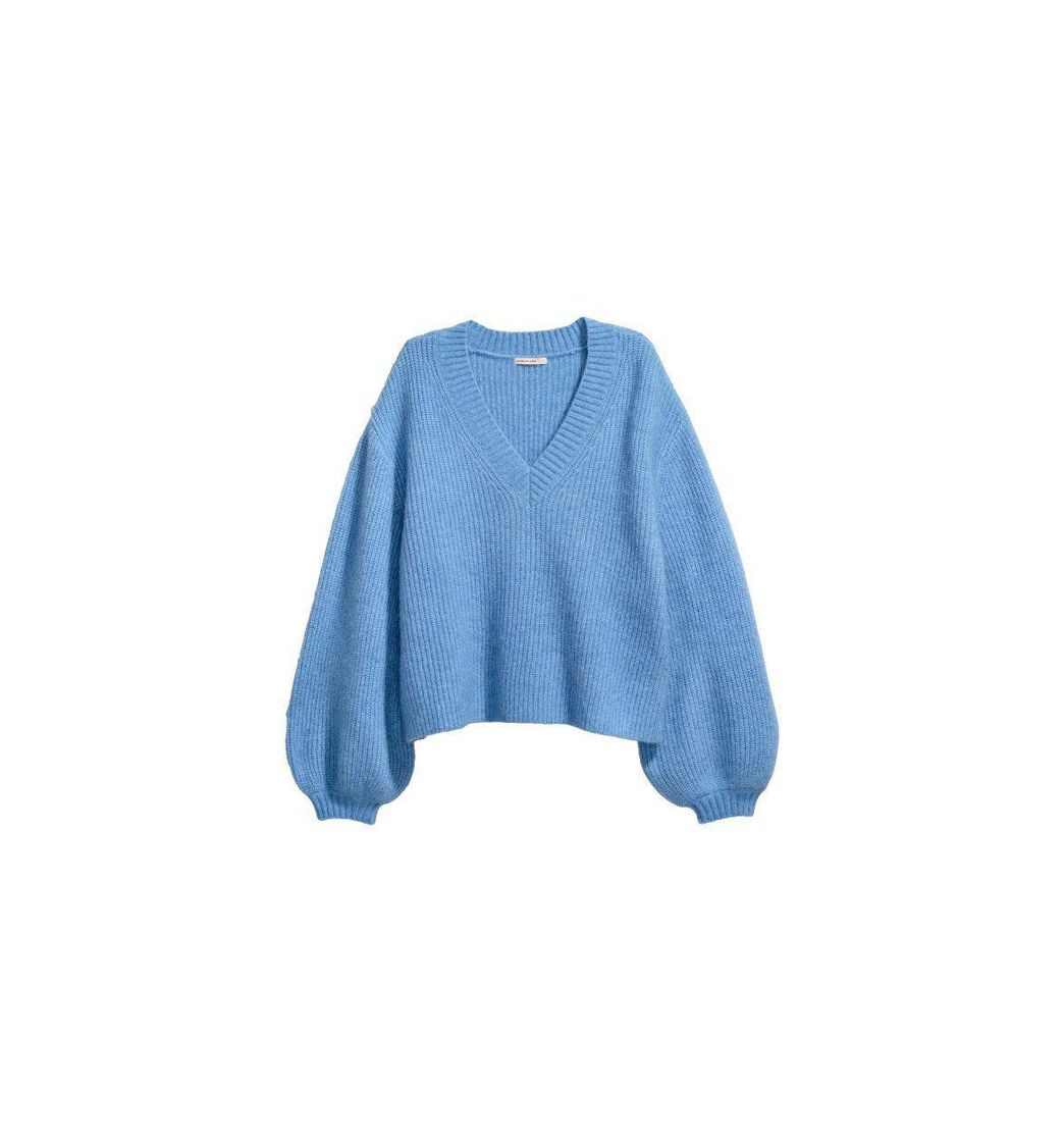 Fashion light blue wool blouse