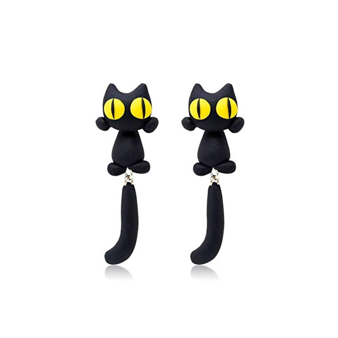 Social ZNXHNDSH 30 Marca arcilla del polímero de los ojos de gato amarillos del perno prisionero animal de la historieta pendientes pendientes for las mujeres de la muchacha de la joyería del oído Brincos