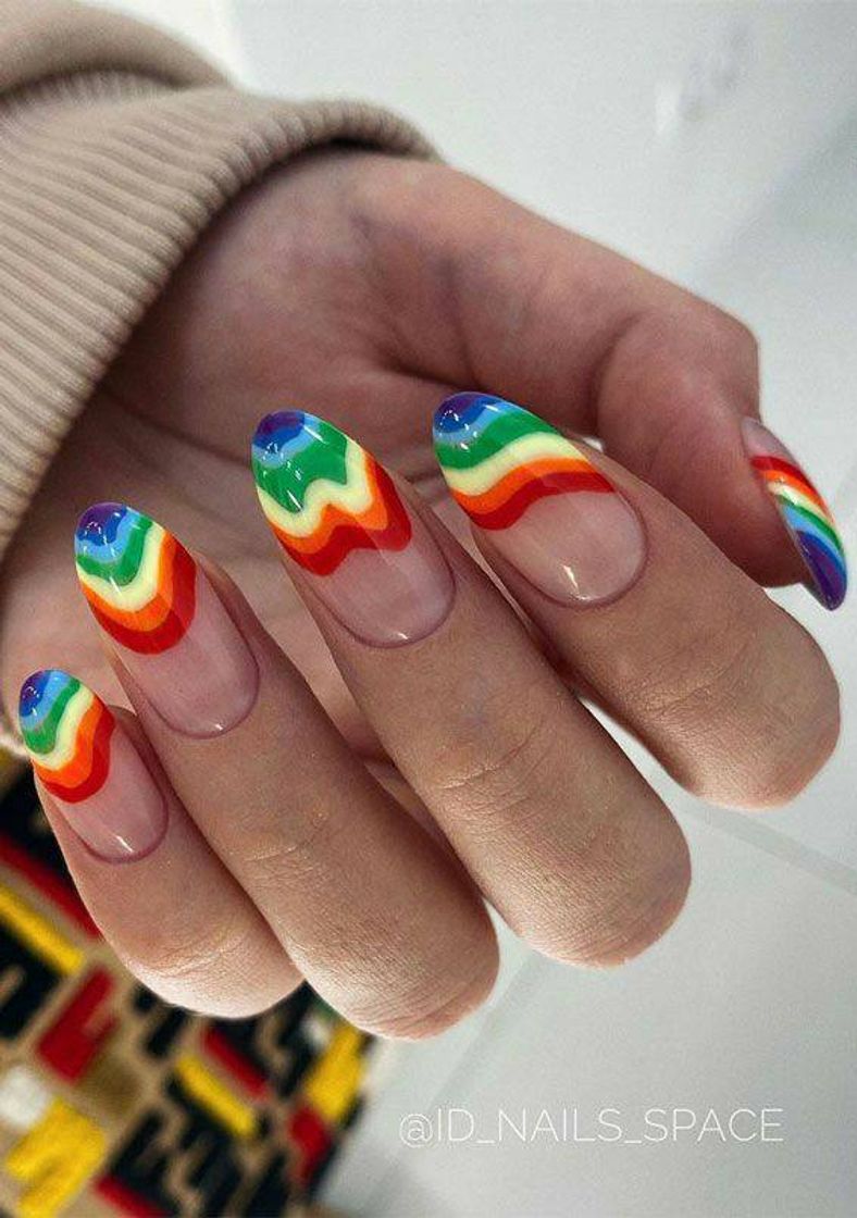 Moda Unhas arco íris 