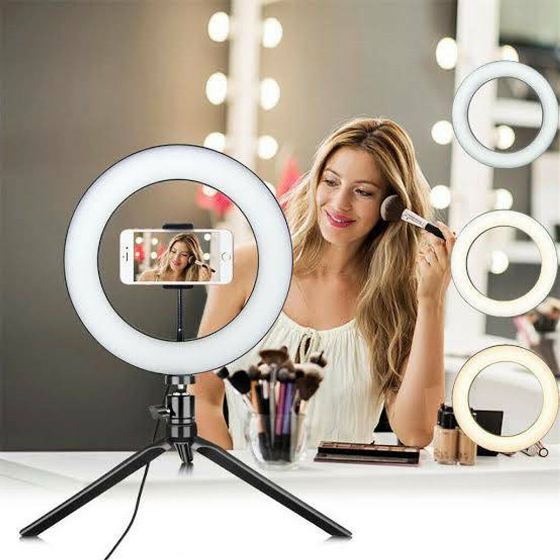 Fashion Kit Completo Ring Light 26m Profissional Com Tripé 1,5 Dimme