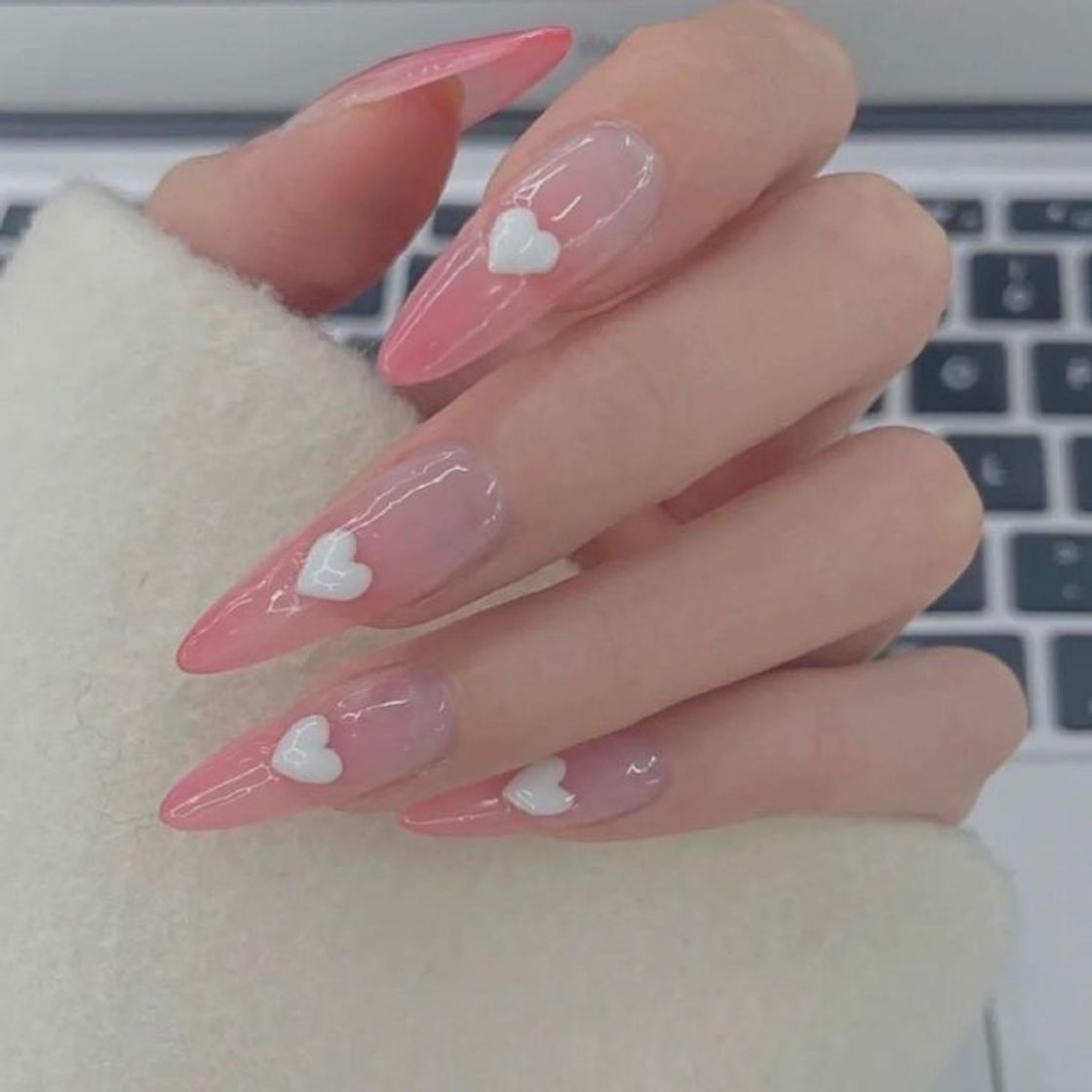 Social Uñas rosas corazón ✨💕