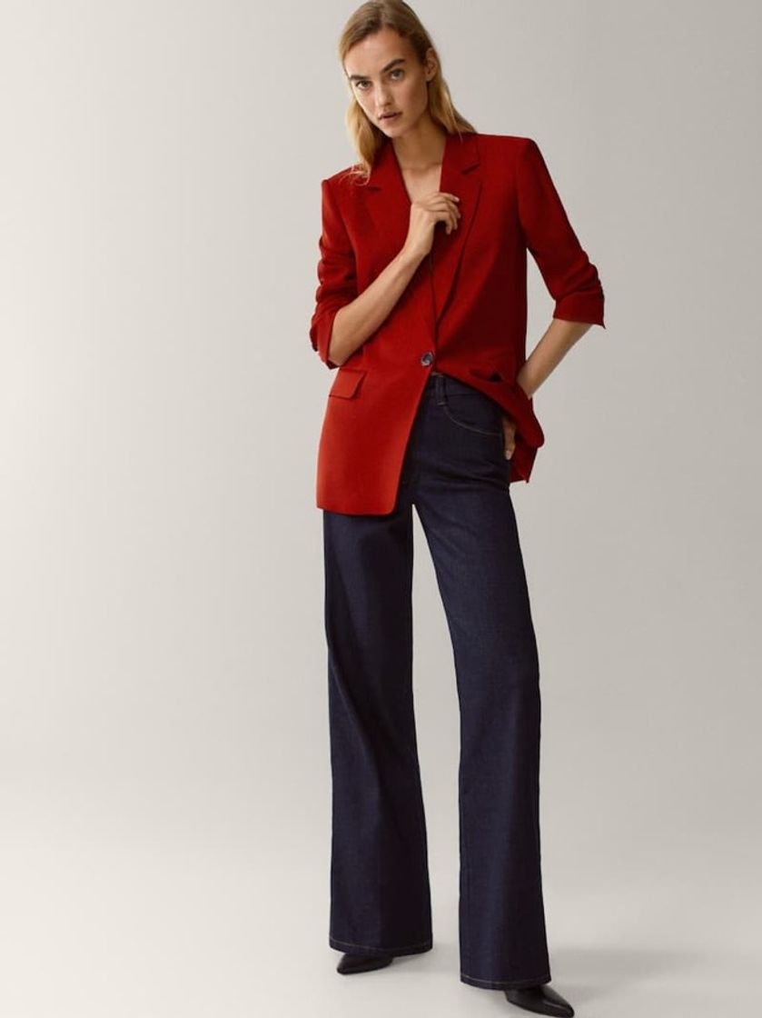 Fashion Blazer Vermelho de flanela 