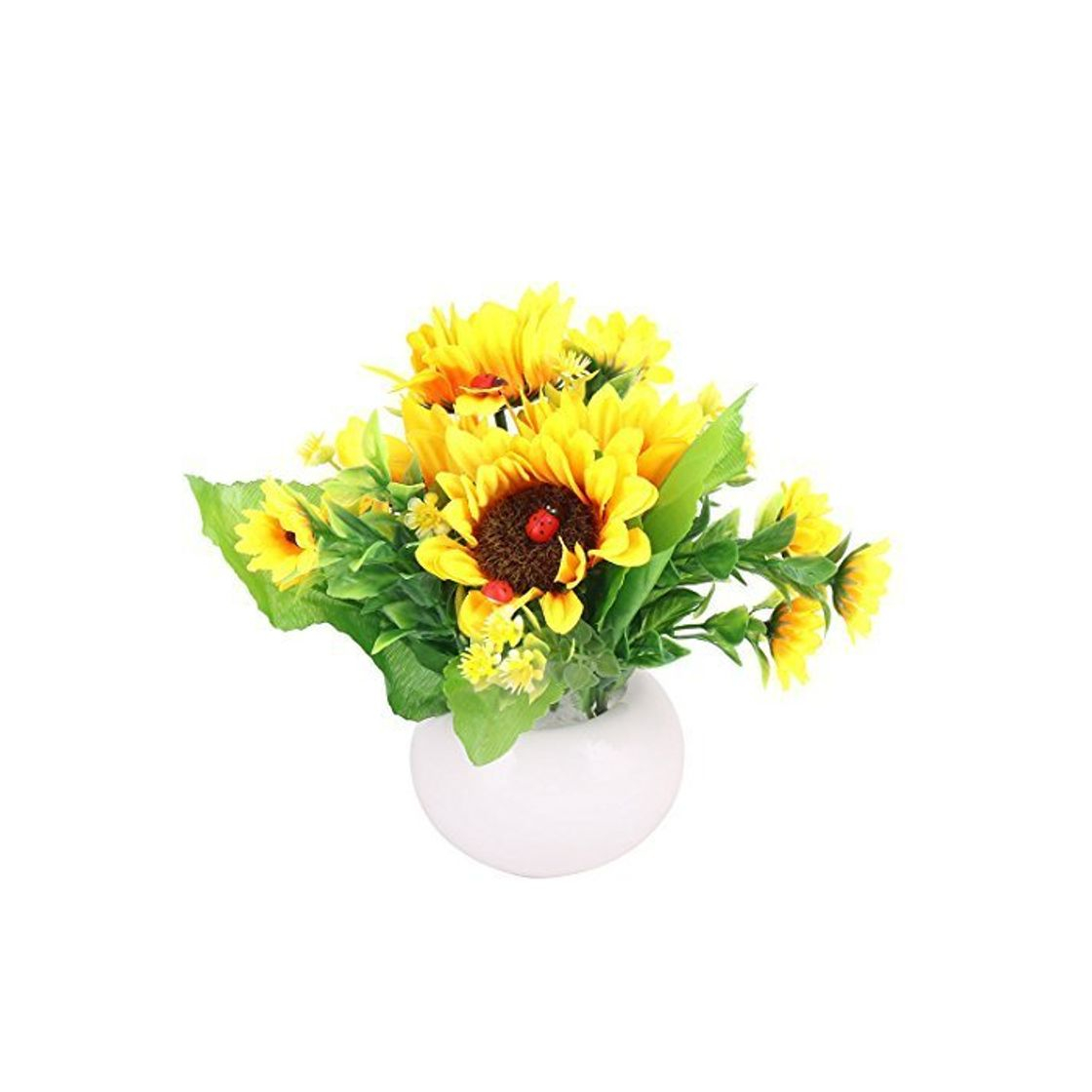 Social DealMux cerámica familia Maceta Diseño Girasol Decoración de escritorio de la flor artificial amarillo
